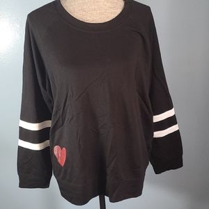 Knit Riot Lightweight Black Sweatshirt Heart  2X NWOT